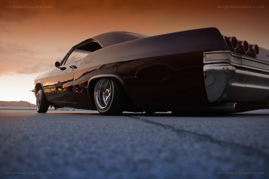 classic car at sunset