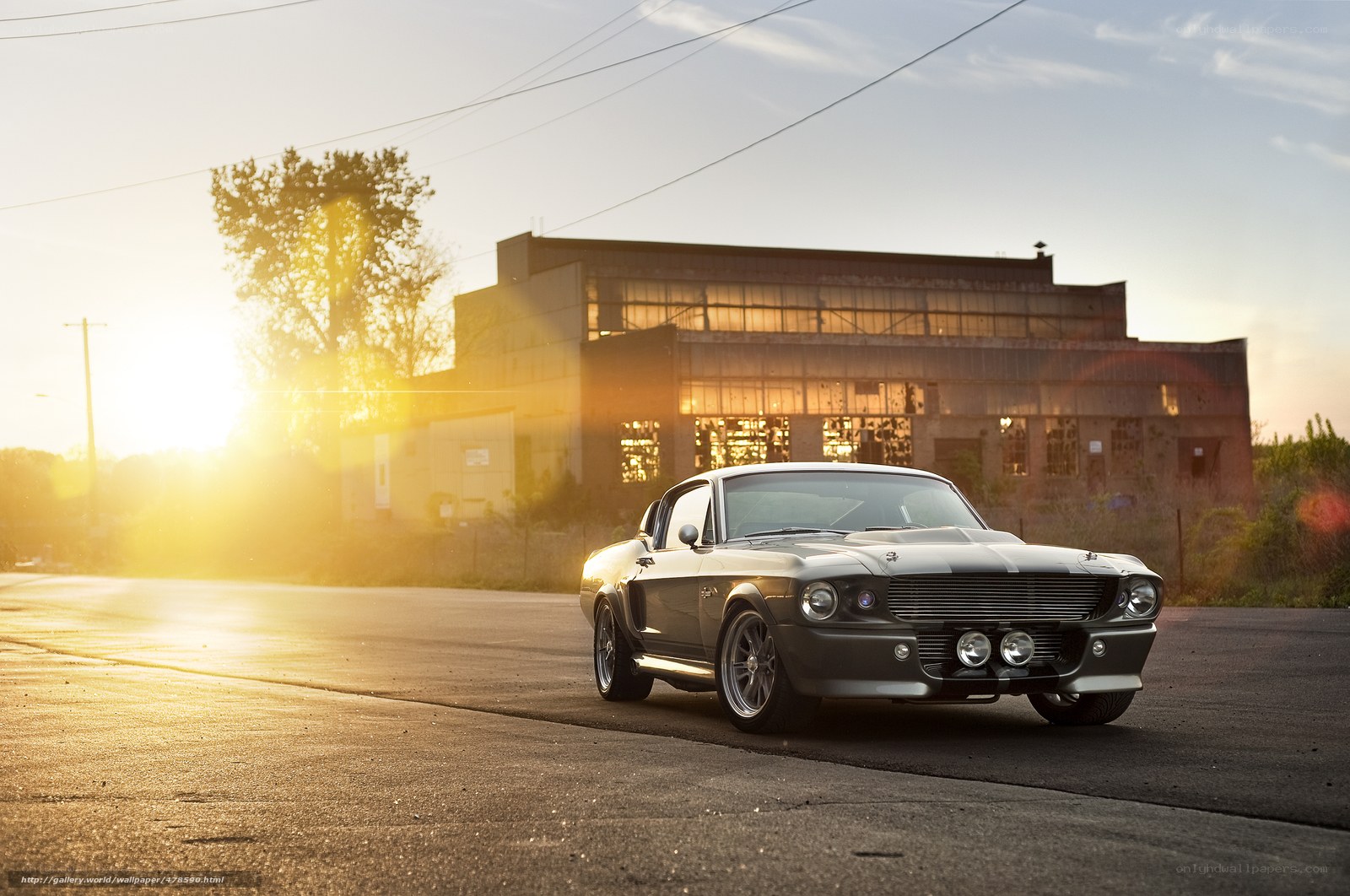 Classic car at sunset