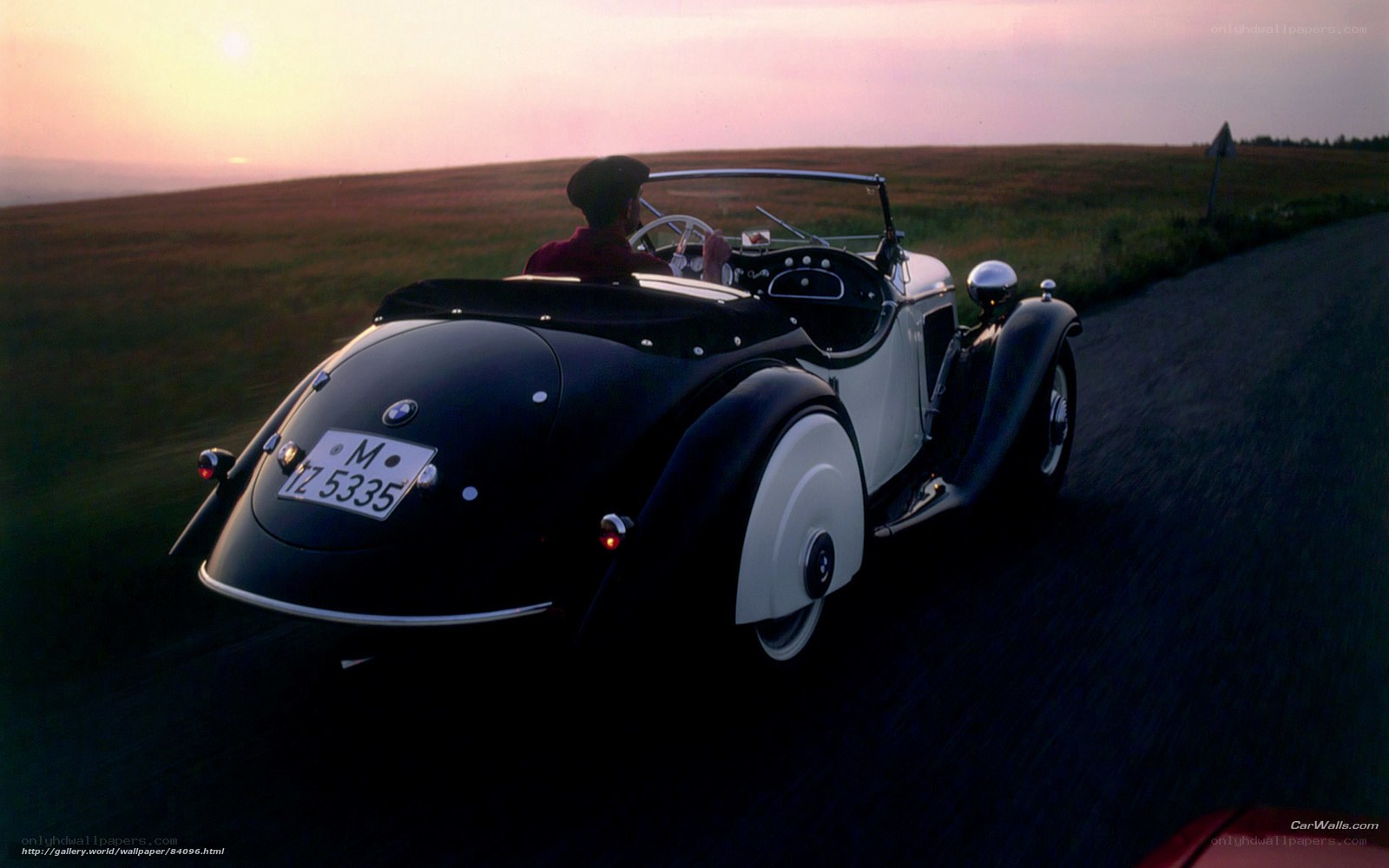 Classic car at sunset