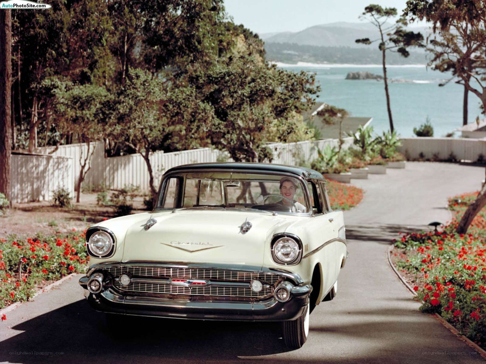 Classic car by the coast