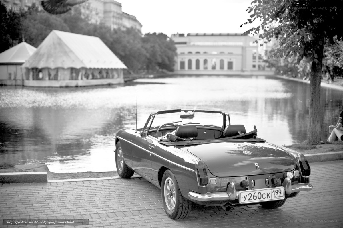 Classic car by the lake