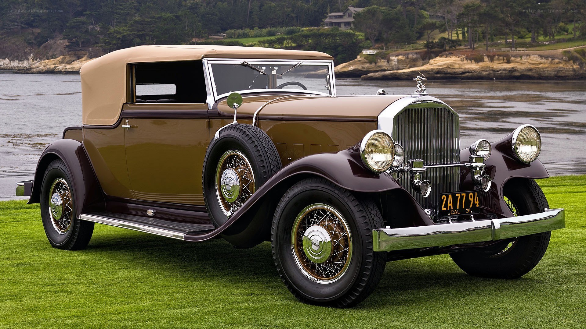 Classic car by the water