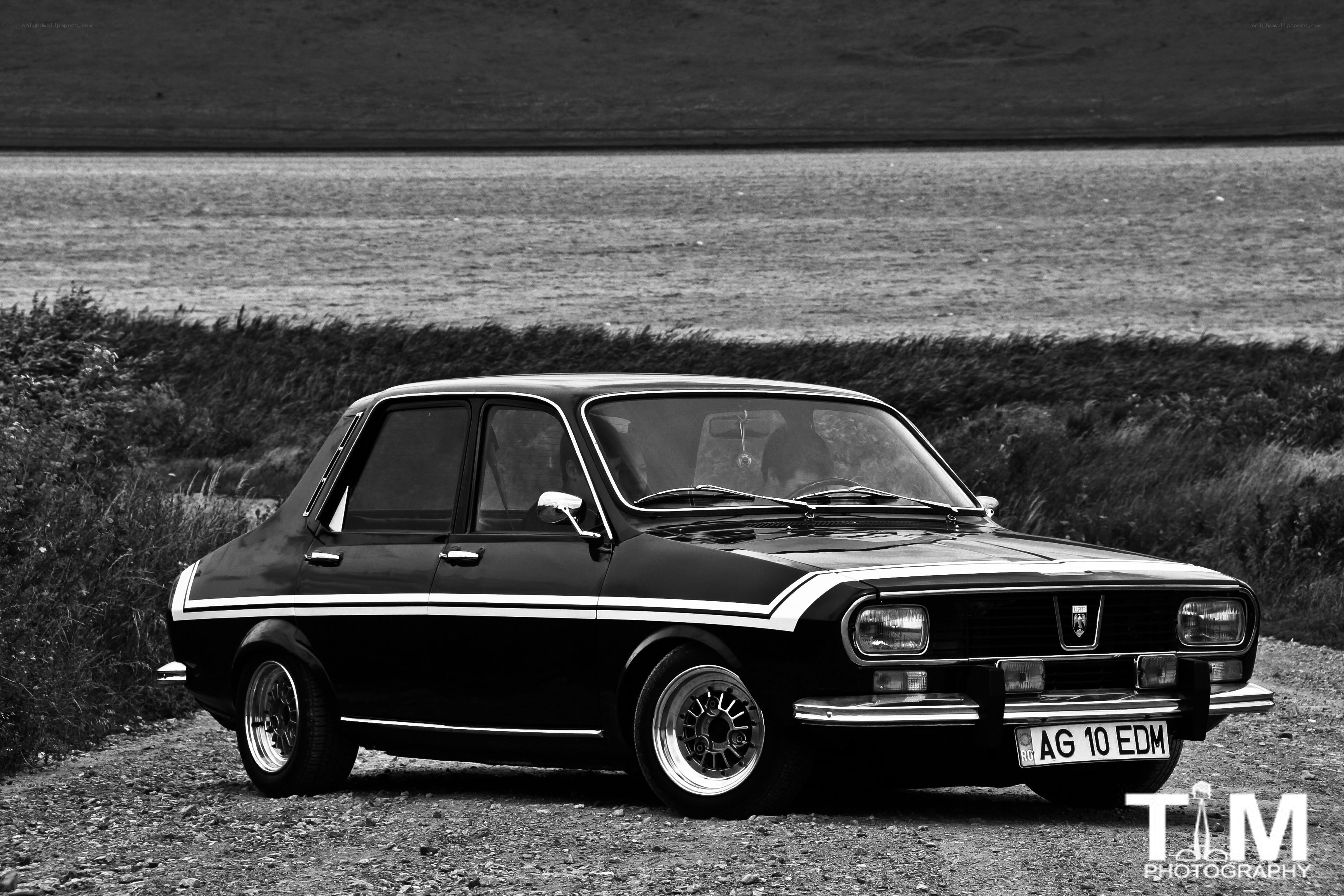Classic car by the water