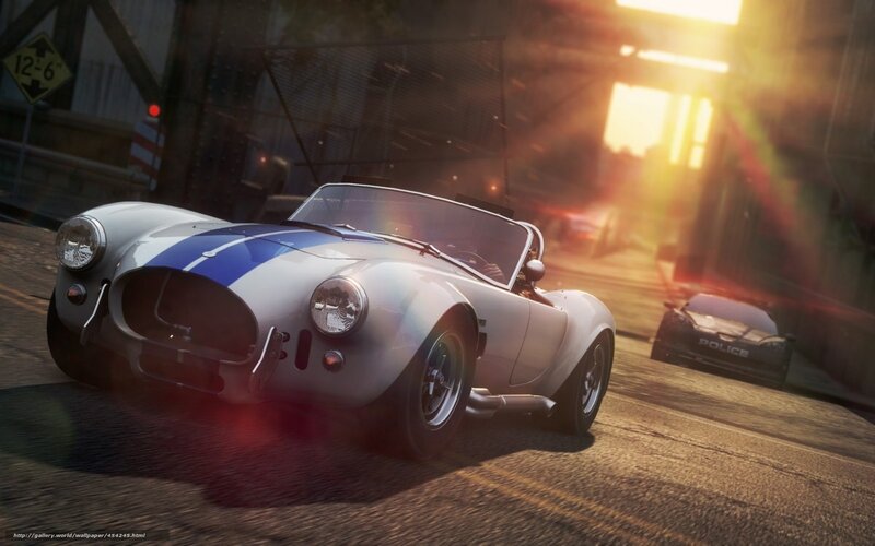 classic car chase at sunset
