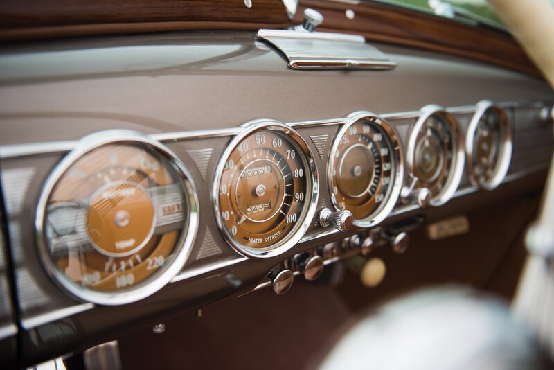Classic Car Dashboard — Brown, Retro