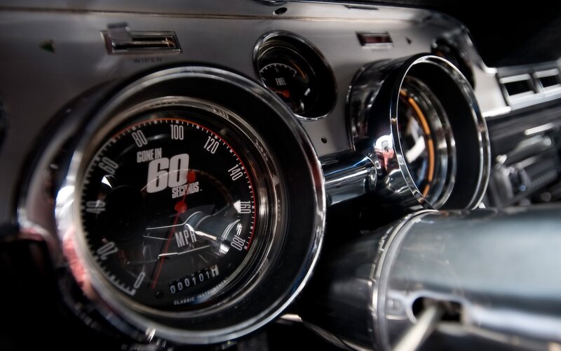 Classic car dashboard close-up