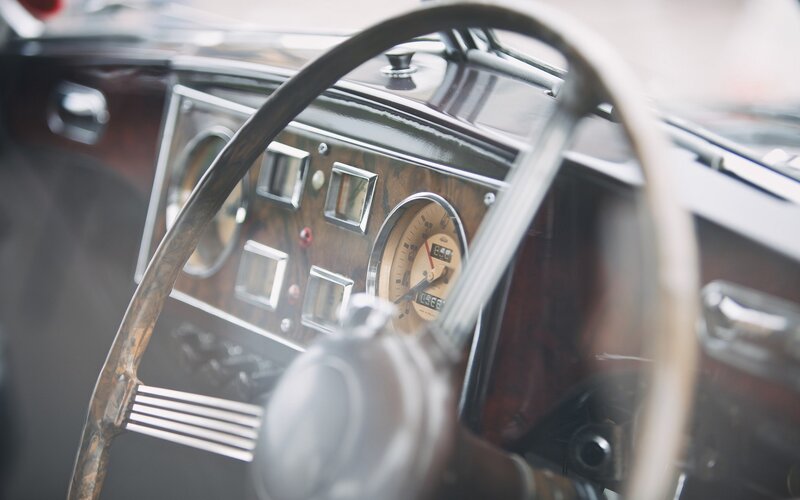 Classic car dashboard interior