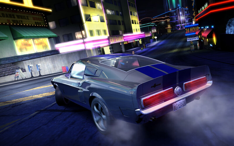 classic car drifting at night