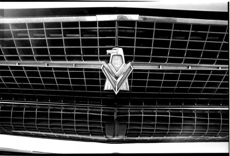 Classic car emblem on grille