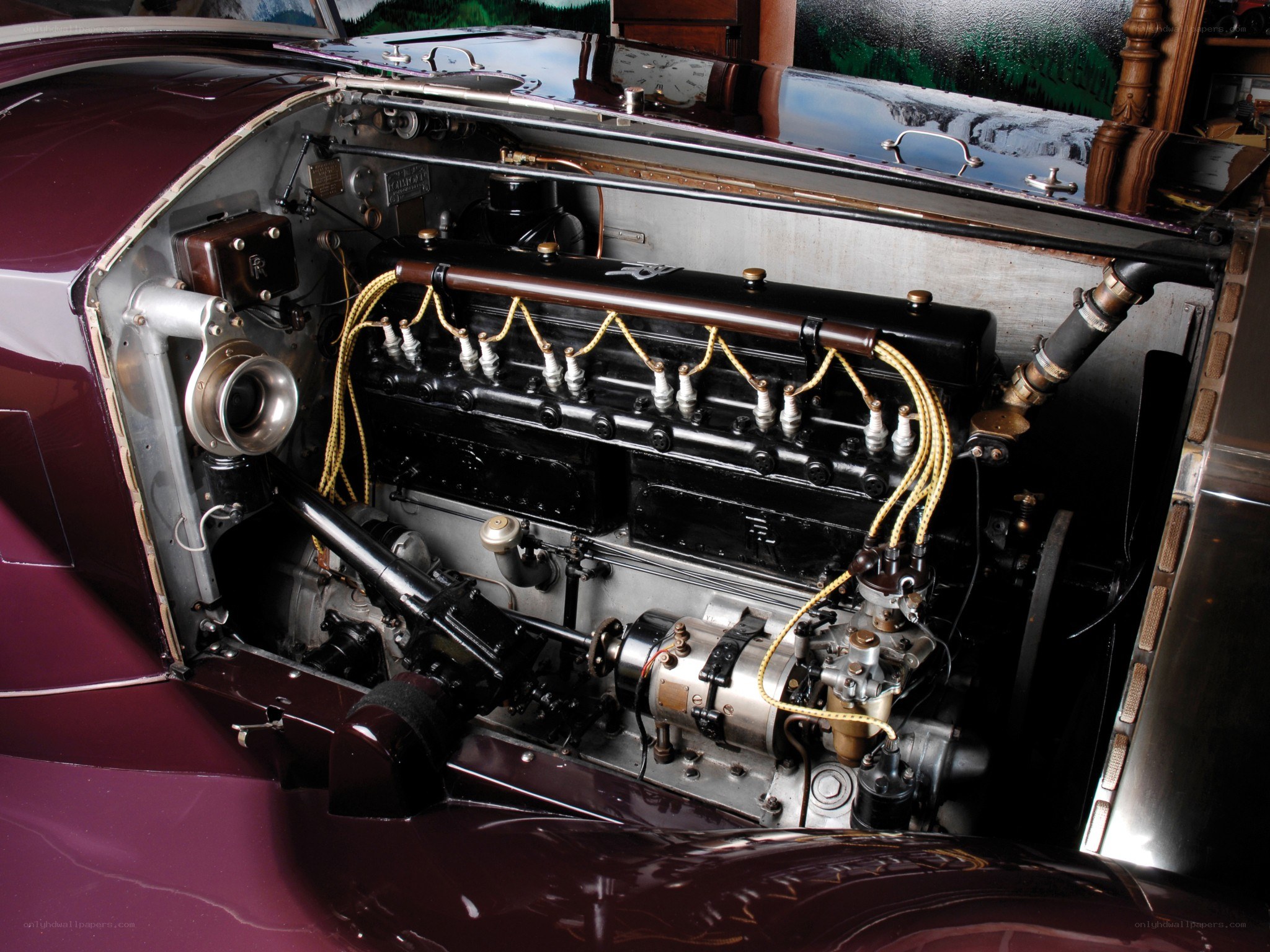 Classic car engine bay