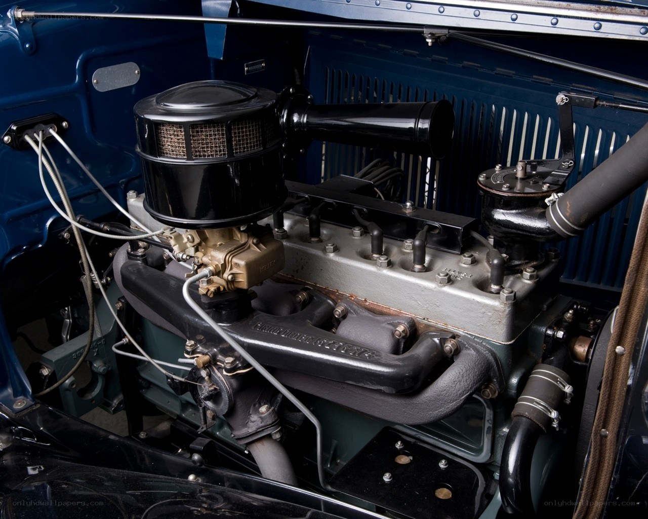 Classic car engine bay