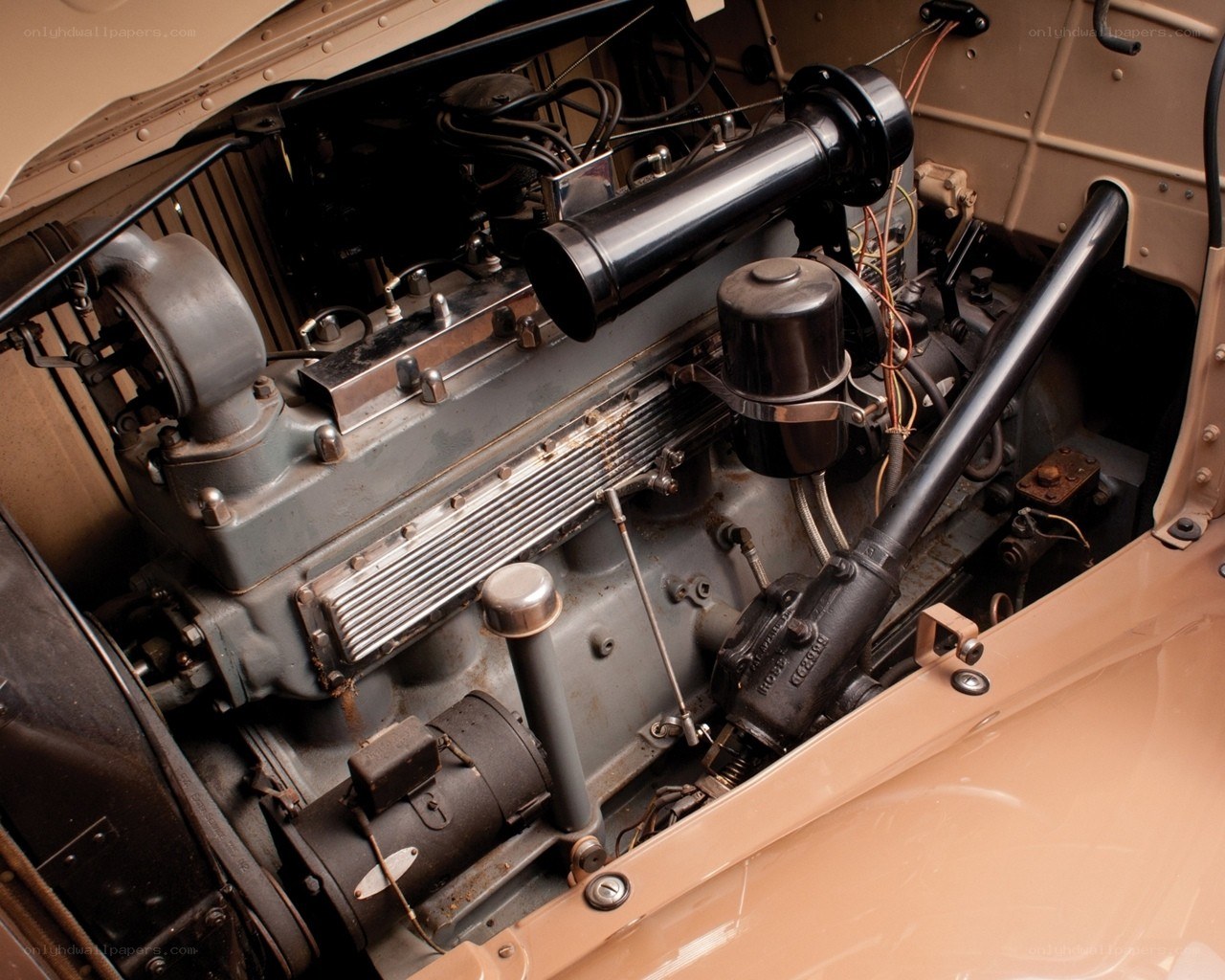 Classic car engine bay