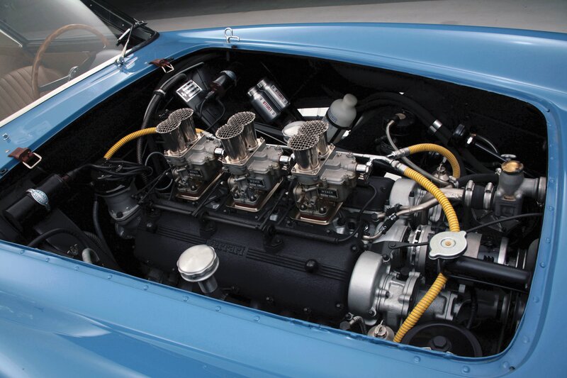 Classic Car Engine — Blue, Mechanical, Photograph, Car Interior