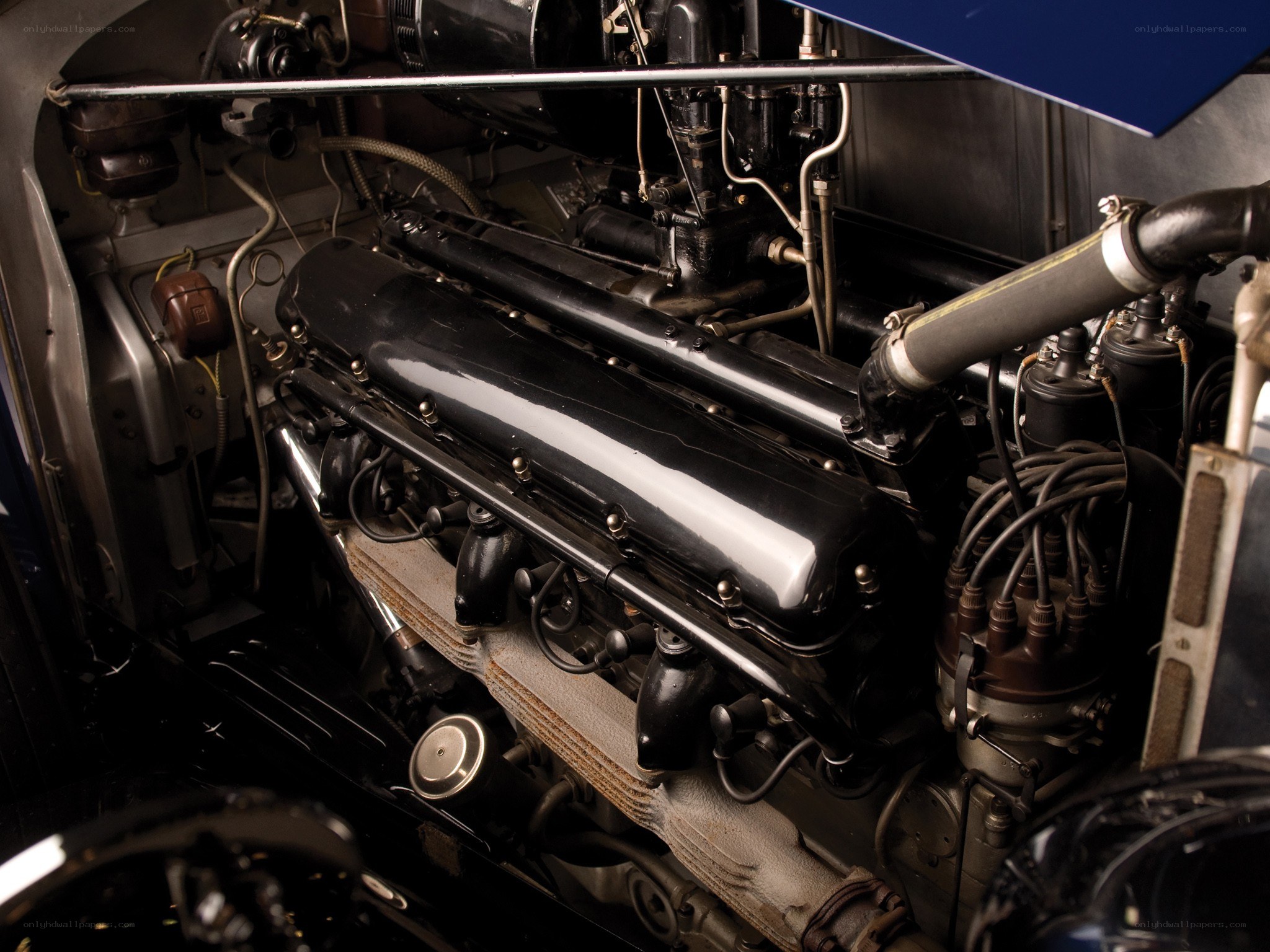 Classic car engine interior
