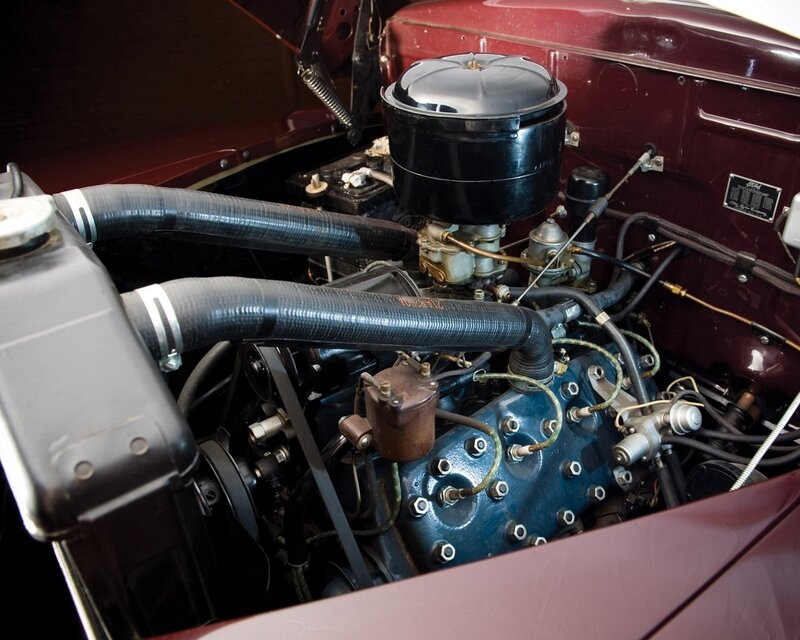 Classic Car Engine — Maroon