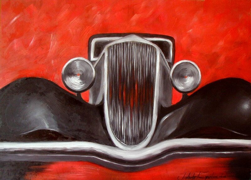 Classic Car Front Grille — Red