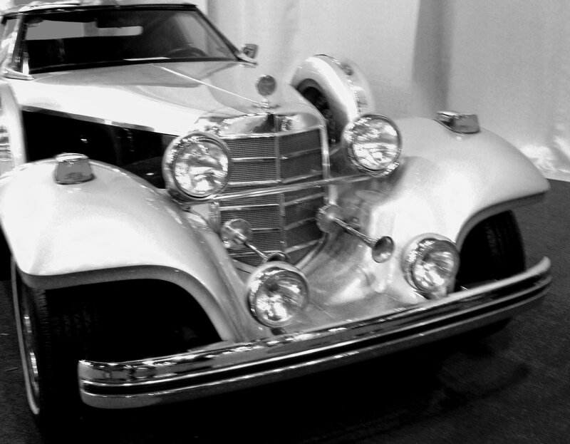 Classic Car Front View — Black, Dramatic