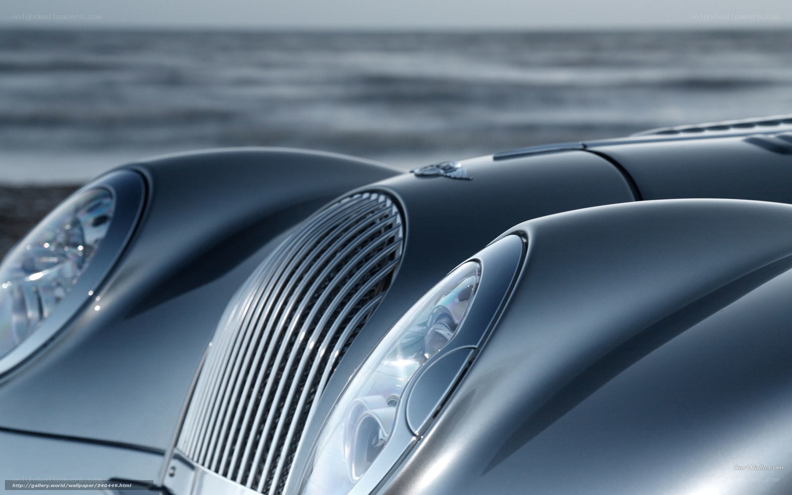 Classic car front view by the sea