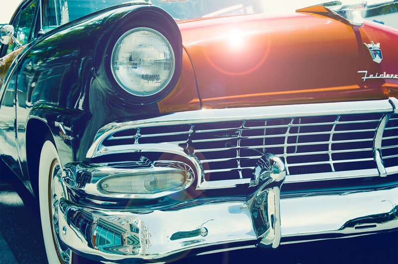 Classic Car Front View — Orange