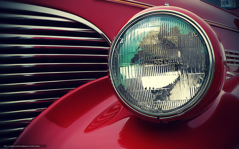 Classic car headlight close-up
