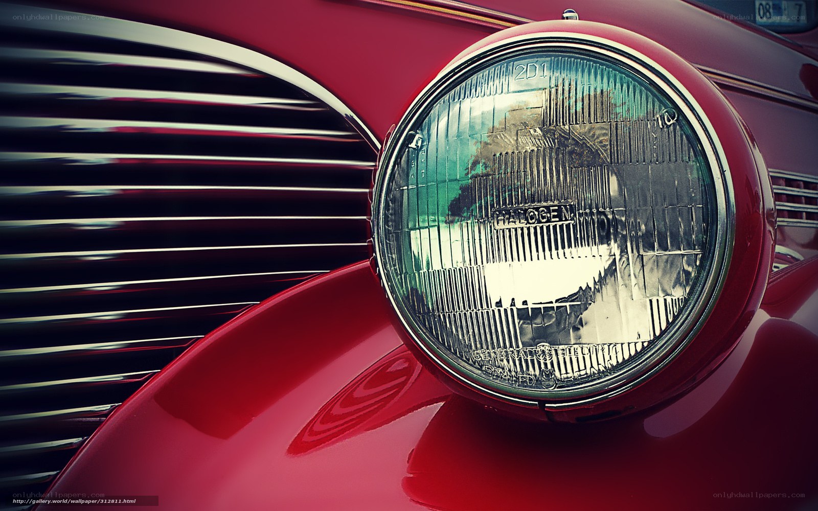 Classic car headlight close-up