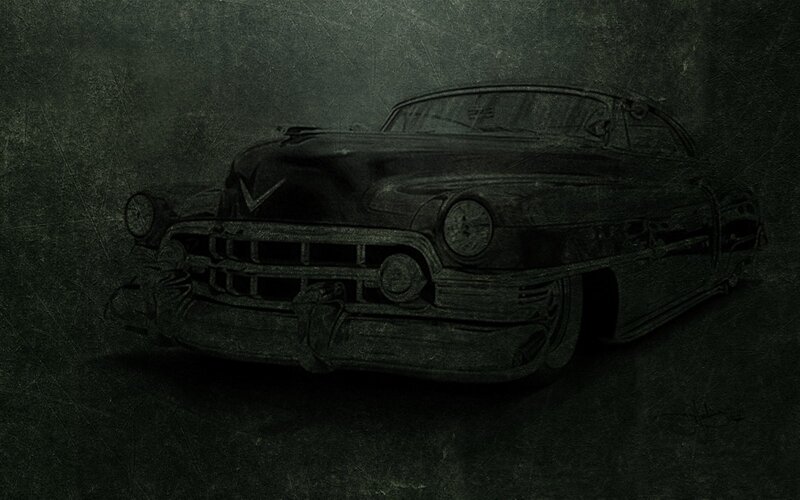 Classic Car Illustration — Black, Dark