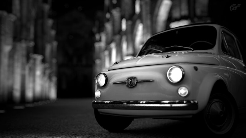 Classic car in a dark alley