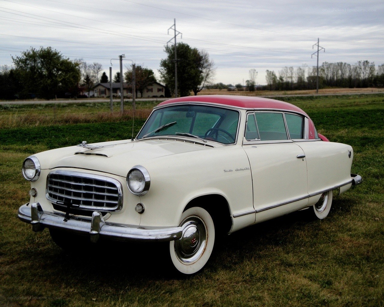 Classic car in a field