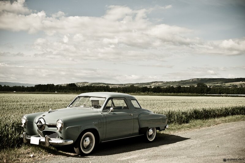 Classic car in a field