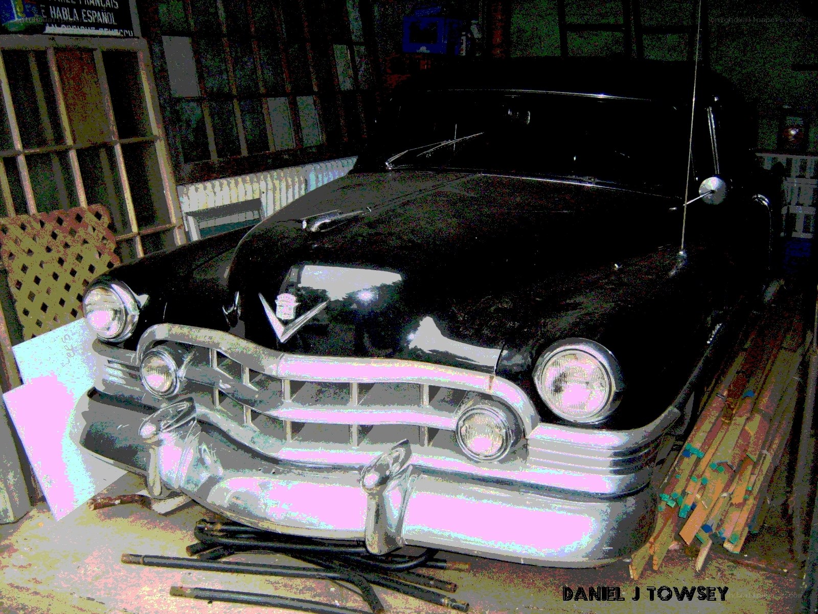 Classic car in a garage
