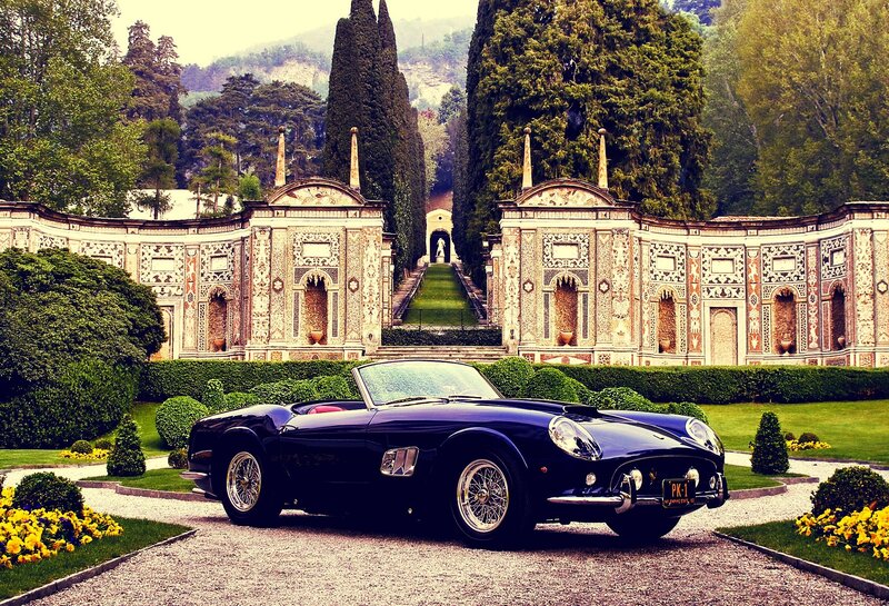 Classic car in a garden