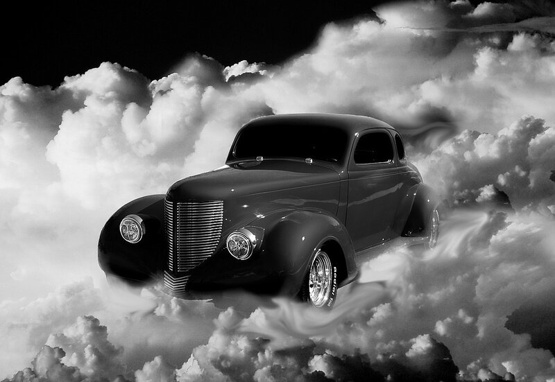 Classic Car in Clouds