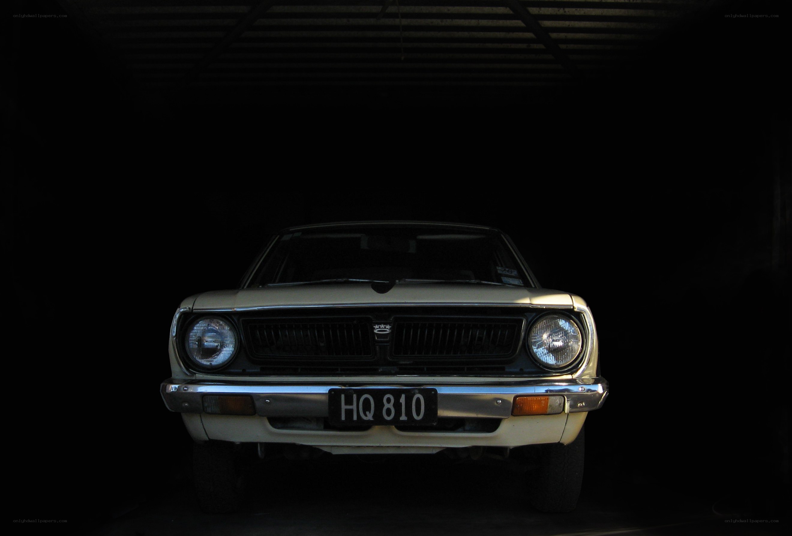 Classic car in dark garage