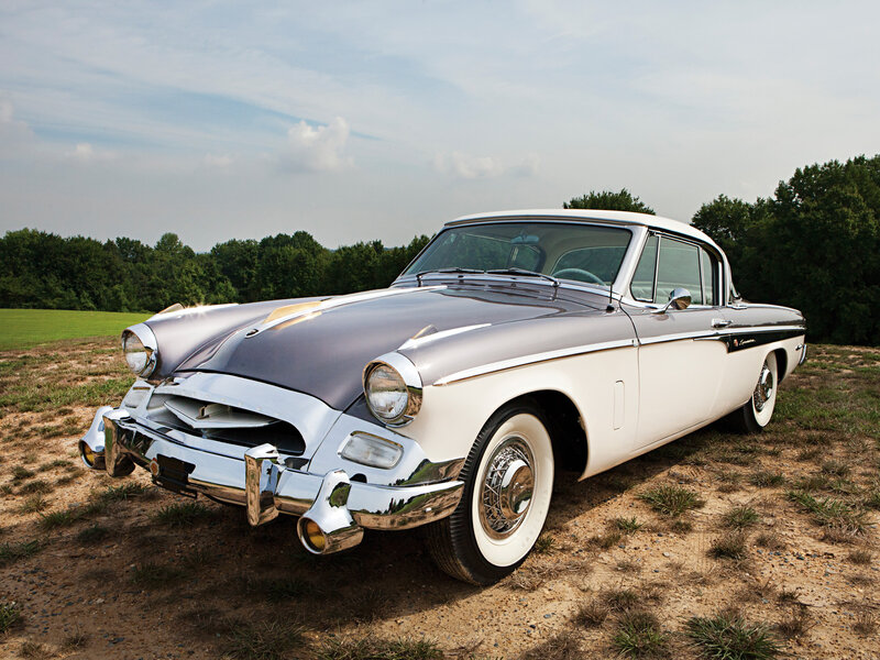 Classic Car in Field — White