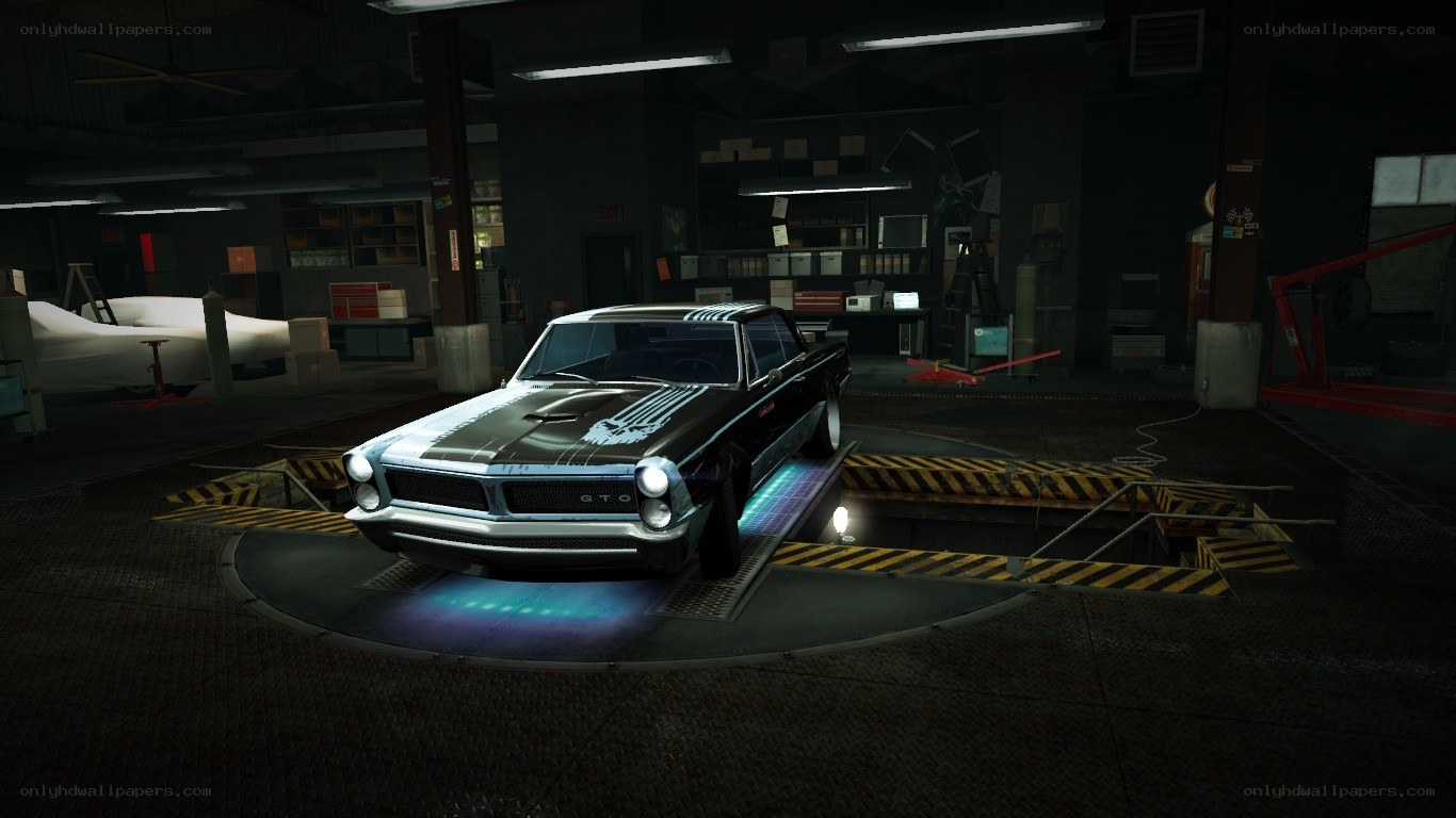 classic car in garage