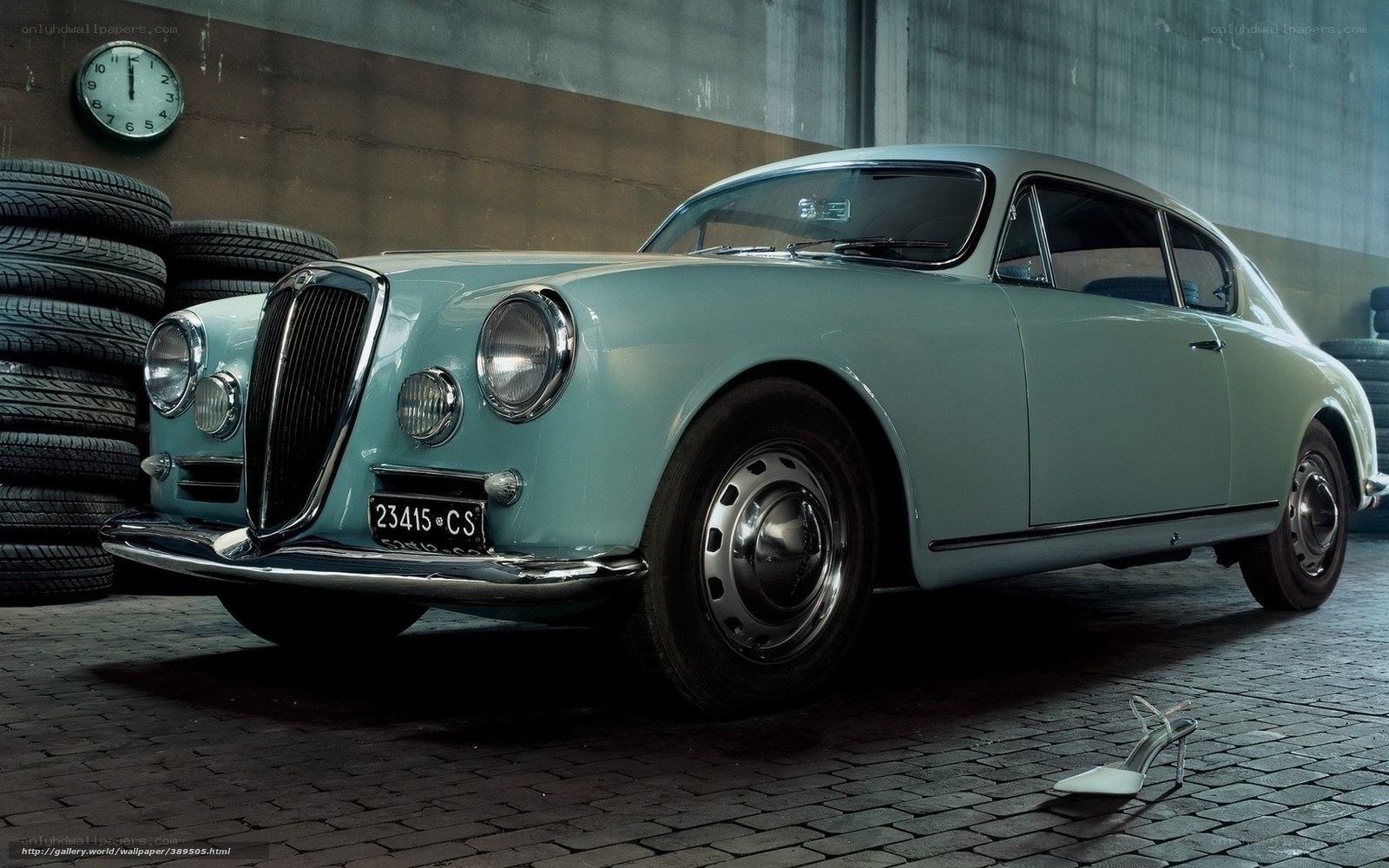 Classic car in garage