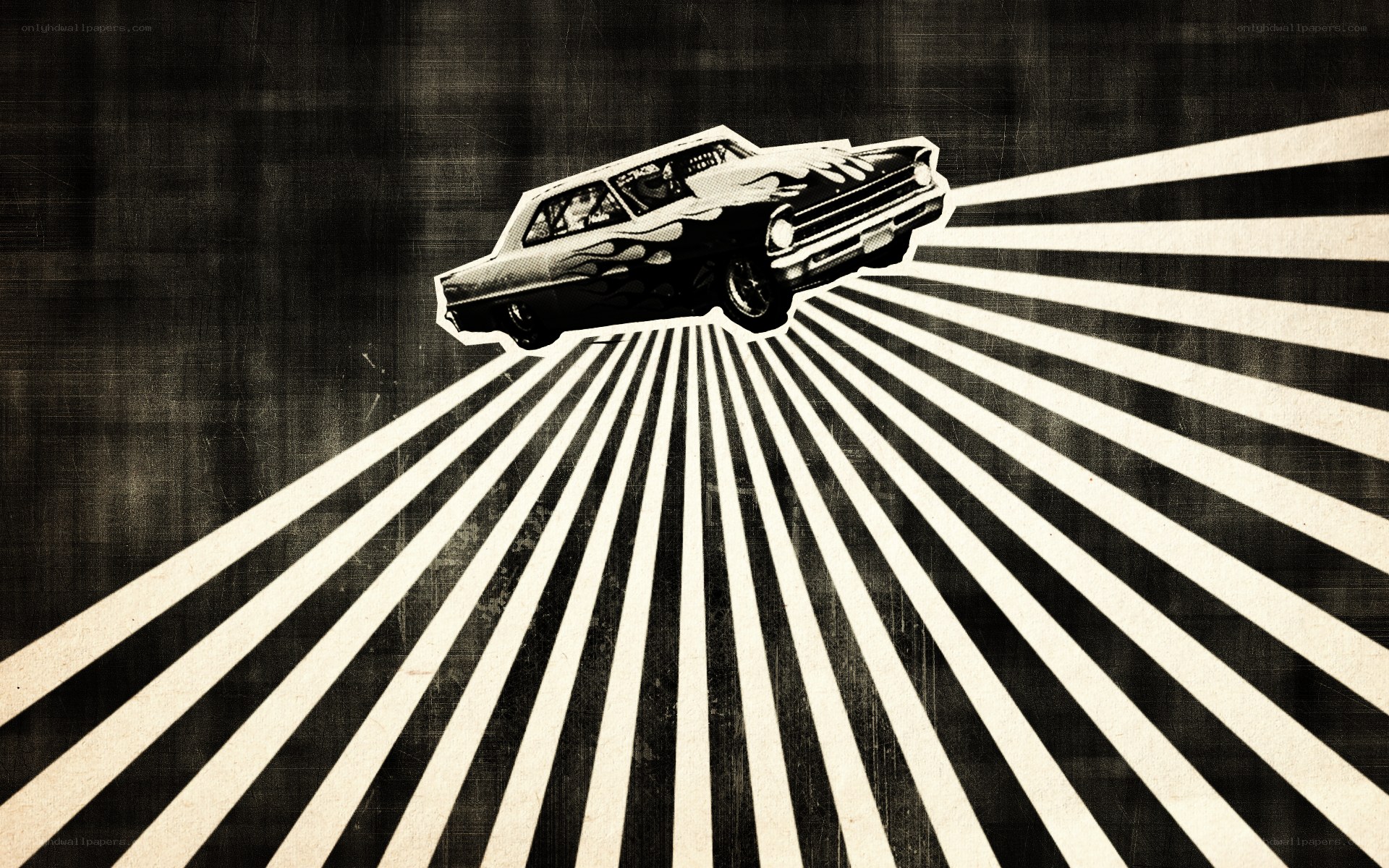 Classic car in motion