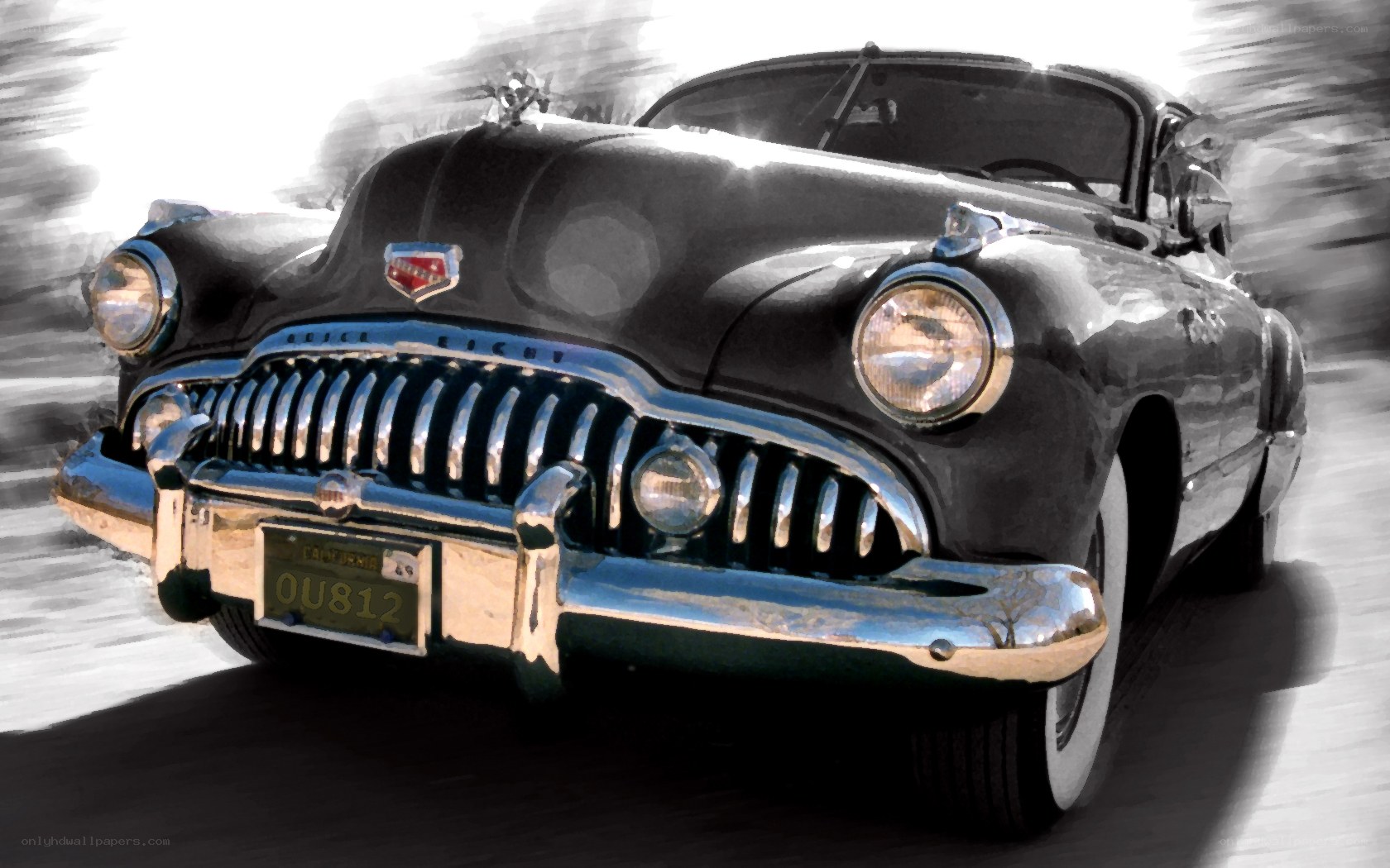 Classic car in motion