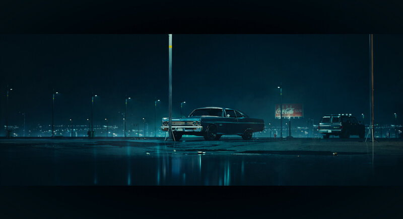 Classic Car in Parking Lot