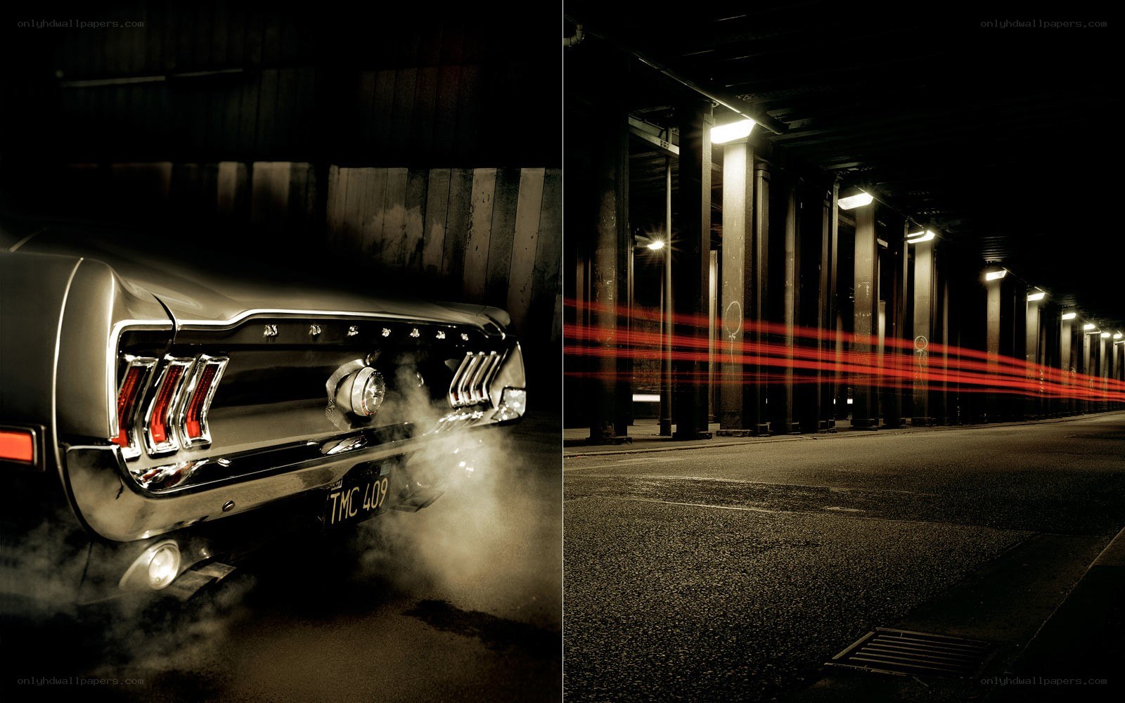 Classic car in tunnel
