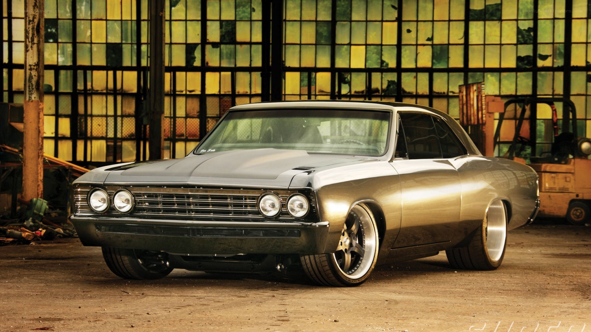 classic car in warehouse