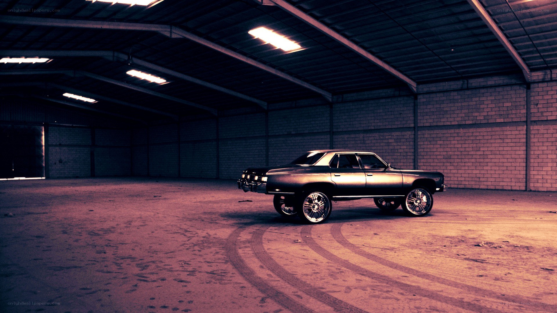 classic car in warehouse
