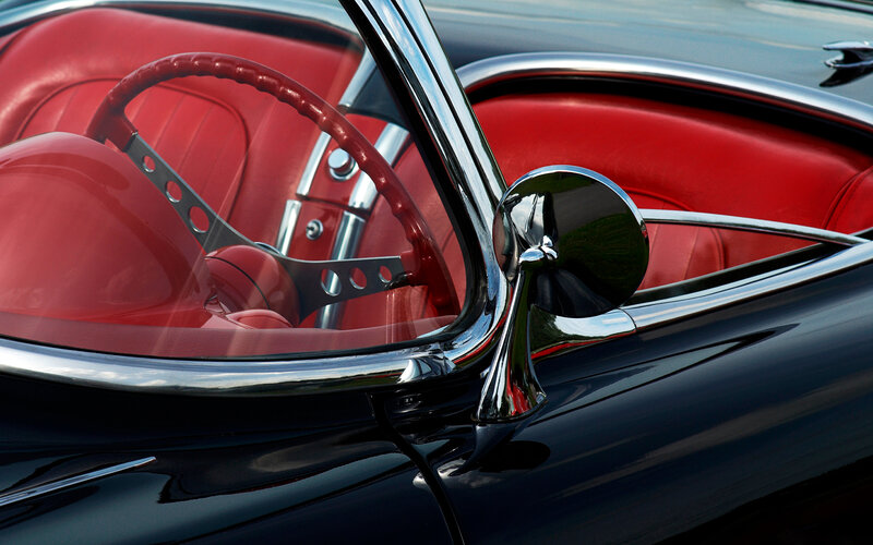 Classic Car Interior — Black, Dramatic, Afternoon
