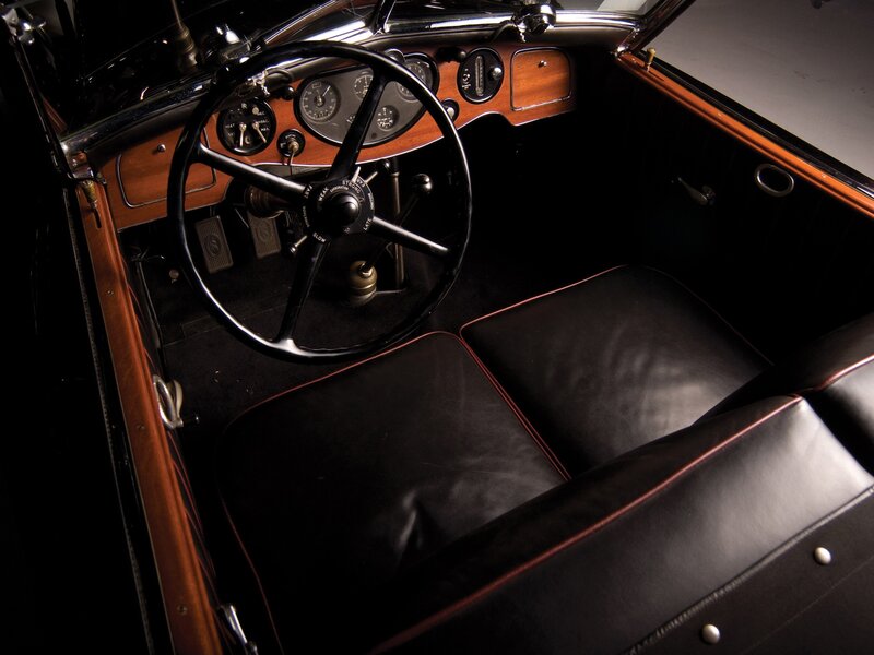Classic Car Interior — Black, Dramatic, Photograph, Steering Wheel, Dashboard, Leather Seats