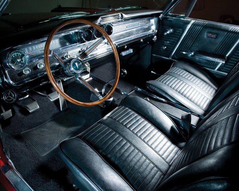 Classic Car Interior — Black, Dramatic, Photograph, Steering Wheel, Dashboard, Seats