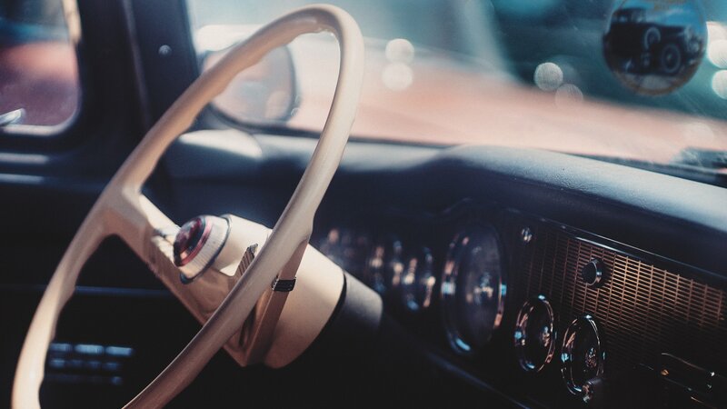 Classic Car Interior — Black, Nostalgic