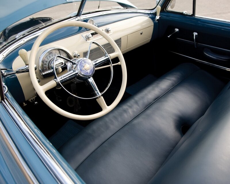 Classic Car Interior — Blue, Calm, Photograph