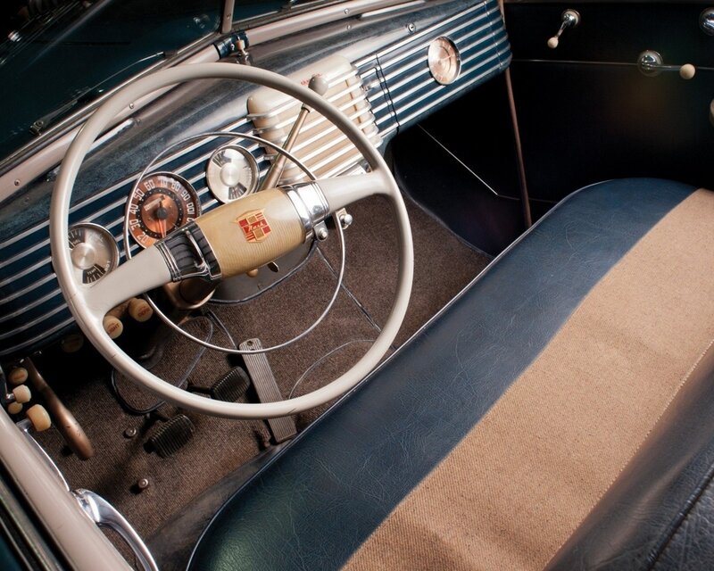 Classic Car Interior — Blue, Retro, Photograph