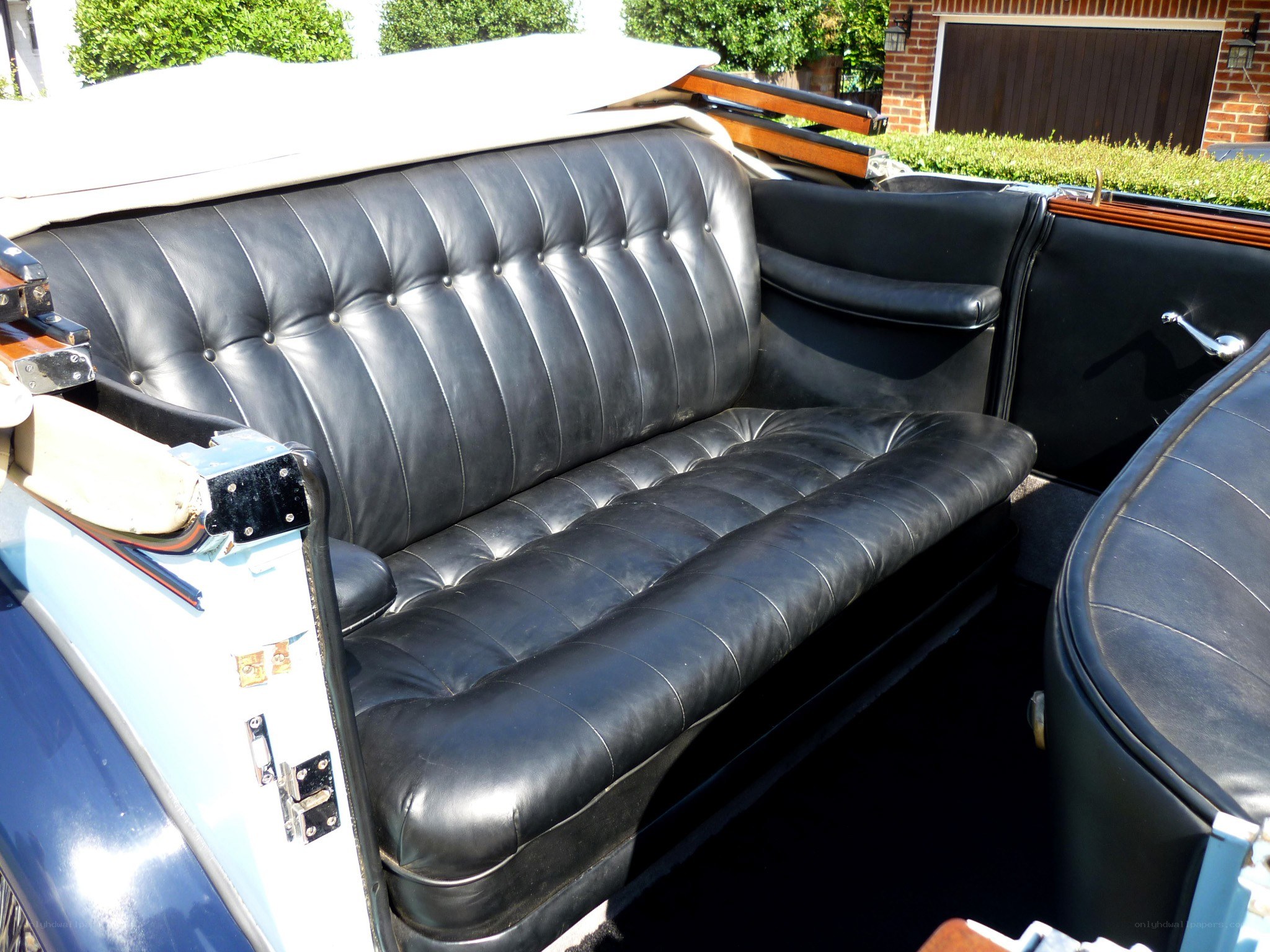 Classic car interior with leather seats