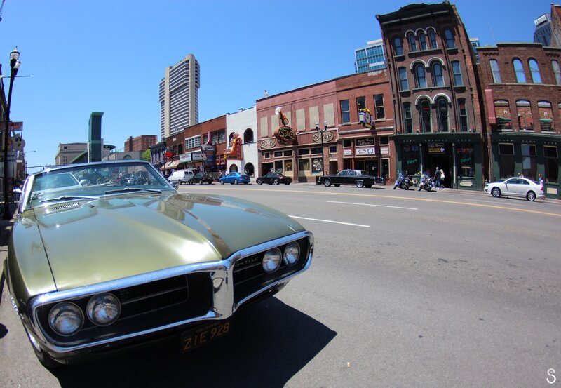Classic car on a city street